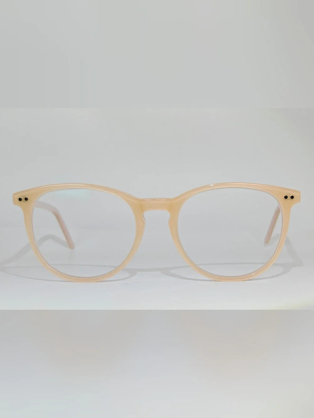 Fiction. Classic Round Women's Eyeglass Frames in Nude Pastel Pink